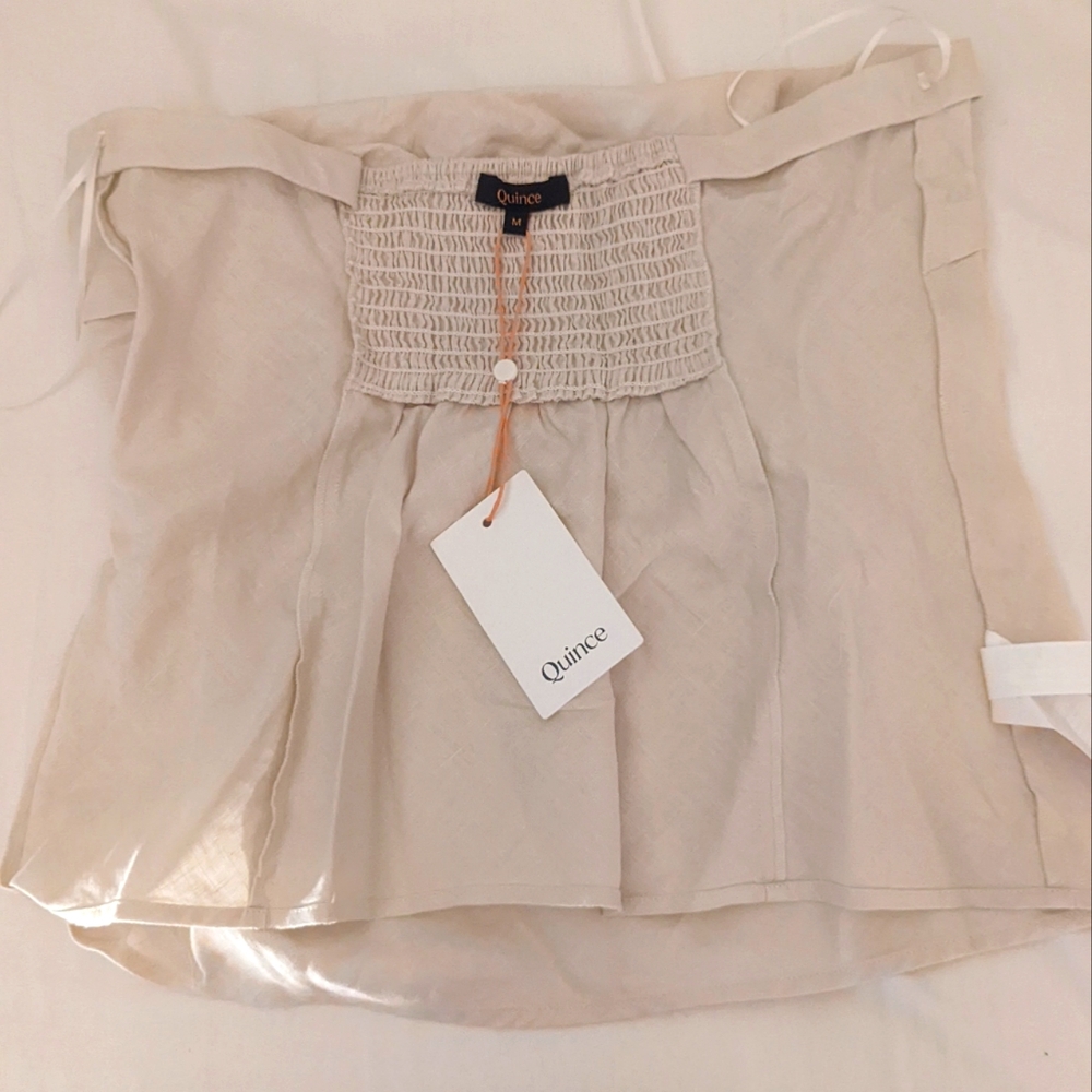 NWT Quince European Linen Strapless Top